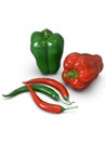 Fresh, healthy, delicious looking bell peppers and chili Royalty Free Stock Photo