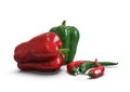 Fresh, healthy, delicious looking bell peppers and chili Royalty Free Stock Photo