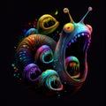 Group of surreal snails. Generative AI