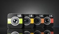 Group of colorful squared cameras