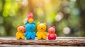 A group of colorful teddy bears sitting on top of each other, AI Royalty Free Stock Photo
