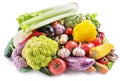 Group of colorful vegetables on white background. Close-up.