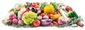 Group of colorful vegetables on white background. Close-up