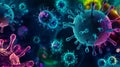 A group of colorful viruses on a black background Royalty Free Stock Photo