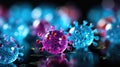 A group of colorful viruses on a black surface, AI Royalty Free Stock Photo