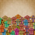 Group of colorful wooden houses - Build a new town concept image with copy space