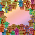 Group of colorful wooden houses - Build a new town concept image with copy space