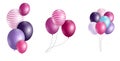 Group of Colour Glossy Helium Balloons Isolated on Transperent Background. Set of Balloons and Flags for Birthd Royalty Free Stock Photo