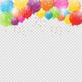 Group of Colour Glossy Helium Balloons Isolated on Transperent Background. Set of Balloons and Flags for Birthd Royalty Free Stock Photo