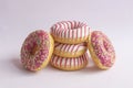 Doughnuts on pink background Royalty Free Stock Photo
