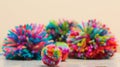Group of colourful hand made wool pom poms Royalty Free Stock Photo
