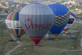 Hot air balloons prepare for take-off at Goreme in Turkey. Royalty Free Stock Photo