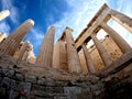 archeologist greek colums inside acropolis in Athens Royalty Free Stock Photo