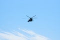 Group combat helicopters in flight during a military demonstration