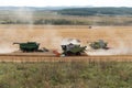 The group combines collects the stubble remains on the cutover field during harvesting