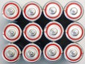 Group of commercial primary battery, alkaline battery in the top