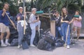 A group of community people clean up the river Royalty Free Stock Photo