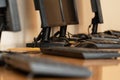 Group of computer neatly placed in a computer lab shallow dof Royalty Free Stock Photo