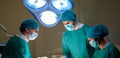 Group of concentrated surgical doctor team doing surgery patients in hospital operating theater. Professional medical team doing Royalty Free Stock Photo