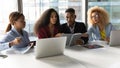 Group of concentrated young african american people working in office. Royalty Free Stock Photo