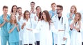 group of confident young doctors stand together