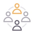 Group connection thin color line vector icon Royalty Free Stock Photo