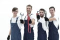 Group of construction workers with working tools Royalty Free Stock Photo