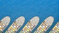 Group container ship top view with copy space Royalty Free Stock Photo