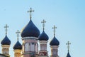 Group of Copper Domes with Gilded Crosses Royalty Free Stock Photo