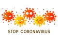 Group of coronavirus cartoon emoji characters isolated on white background