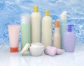 Group cosmetic bottles