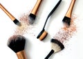 Group of cosmetic brushes on white background