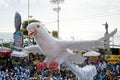 Group of costumed members of the Filhos de Gandhy carnival group during the Dois de Julho