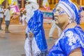 Group of costumed seniors marching at carnival of Uruguay