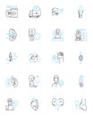 Group counseling linear icons set. Empathy, Support, Communication, Trust, Confidentiality, Synergy, Growth line vector