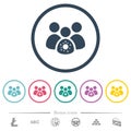 Group covid infection flat color icons in round outlines