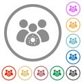 Group covid infection flat icons with outlines