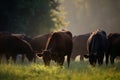 Group cows field. Generate AI Royalty Free Stock Photo