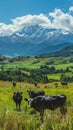 A group of cows grazing in a field Generative AI Royalty Free Stock Photo