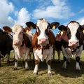 Group of cows poses charmingly for the camera Royalty Free Stock Photo