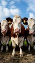 Group of cows poses charmingly for the camera Royalty Free Stock Photo