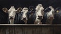 Group of Cows in stable at milk farm.