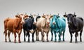 group cows standing in row