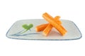 Group crab stick with wasabi sause on plate