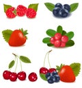 Group of cranberries, blueberries, cherries