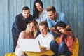 Group of creative young Friends Hanging Social Media Concept. People Together Discussing Creative Project During Work Royalty Free Stock Photo