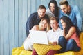 Group of creative young Friends Hanging Social Media Concept. People Together Discussing Creative Project During Work Royalty Free Stock Photo