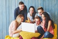 Group of creative young Friends Hanging Social Media Concept. People Together Discussing Creative Project During Work Royalty Free Stock Photo