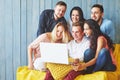 Group of creative young Friends Hanging Social Media Concept. People Together Discussing Creative Project During Work Royalty Free Stock Photo