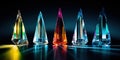 a group of crystal objects